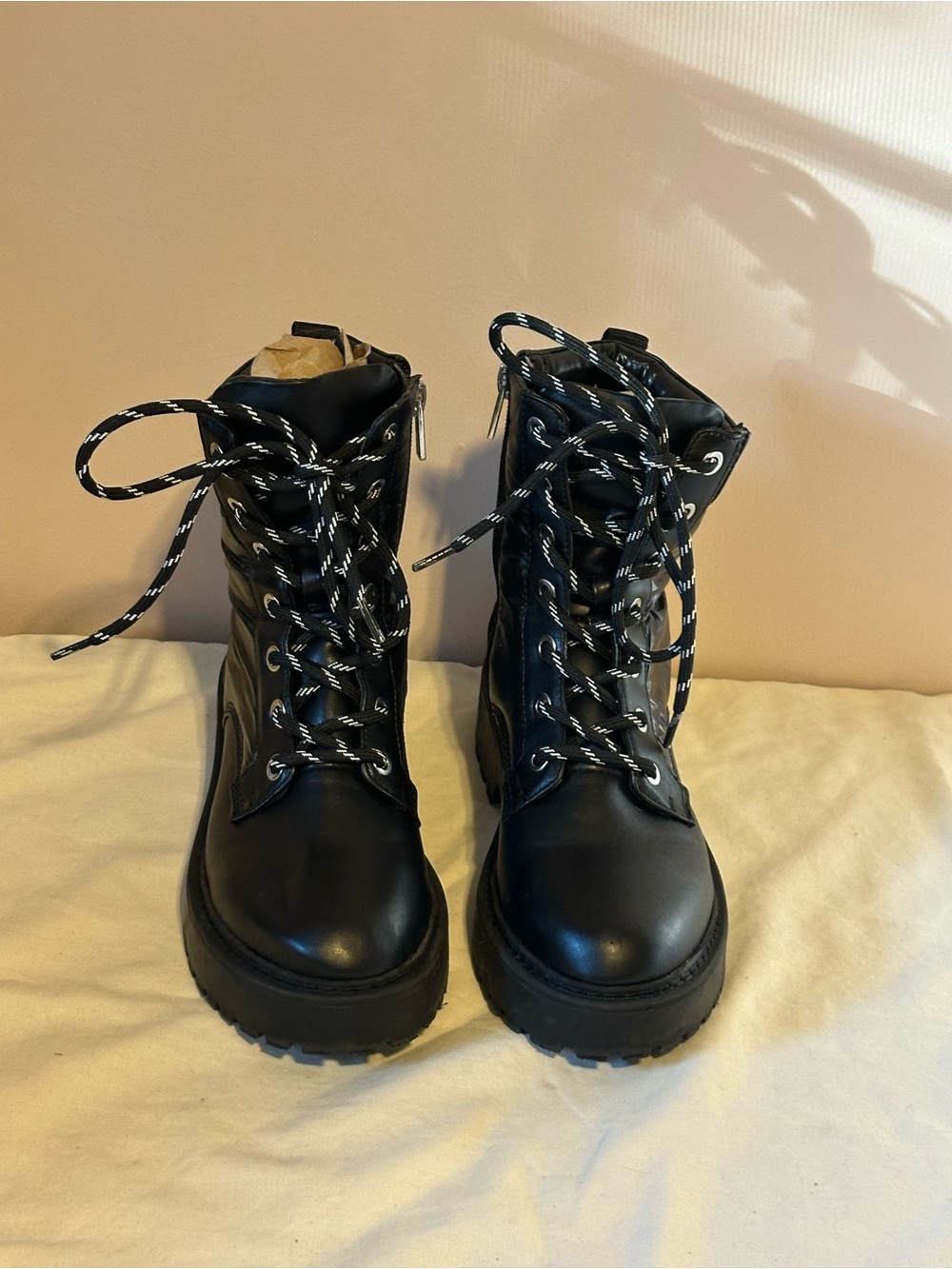 Calvin Klein Sallon Black Combat Boots Size 5.5